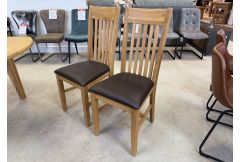 Pair of Dining Chairs with Leather Seat - Clearance