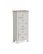 Country Oak Stone Grey - 5 Drawer Tall Chest