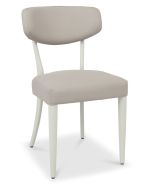Long Beach - Upholstered Dining Chair - Grey Fabric White Leg (Sold in Pairs)